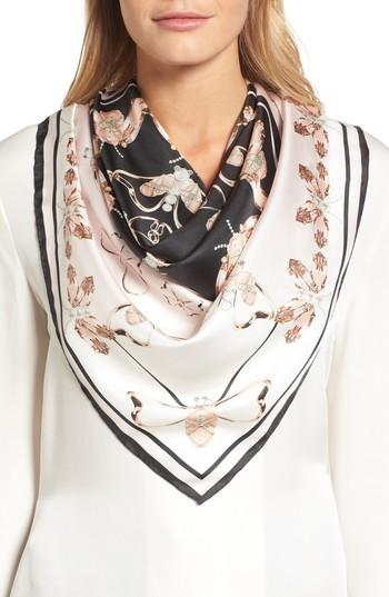 Women's Ted Baker London Queen Bee Square Silk Scarf, Size - Pink