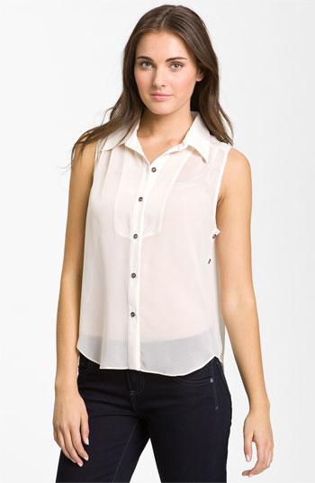 Max & Mia Sheer Sleeveless Blouse Ivory Small
