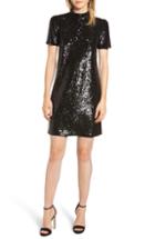 Women's Michael Michael Kors Mock Neck Sequin Minidress - Black