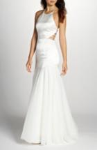 Women's Fame & Partners Alexandrina Strappy Satin & Tulle Mermaid Gown - White