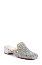 Women's Christian Louboutin Spiked Sun Glitter Mule .5us / 36.5eu - Metallic