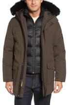 Men's Ugg Butte Water-resistant Down Parka With Genuine Shearling Trim, Size - Green