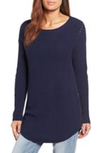 Women's Caslon Rib Knit Cotton Tunic, Size - Blue