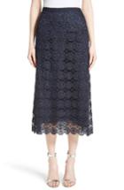 Women's St. John Collection Metallic Guipure Lace Skirt - Blue