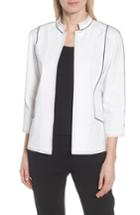 Women's Ming Wang Mandarin Collar Stitch Trim Jacket - White