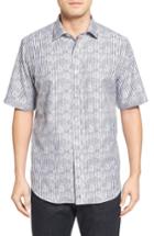 Men's Bugatchi Classic Fit Floral Stripe Sport Shirt - Black