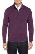 Men's Thomas Dean Merino Wool Blend Quarter Zip Sweater - Purple