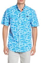 Men's Vineyard Vines Harbor Brushed Marlin Fishing Shirt, Size - Blue