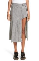 Women's Sandy Liang Uniform Gingham Linen & Cotton Skirt Us / 36 Fr - Black
