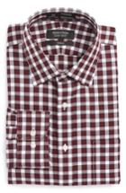 Men's Nordstrom Men's Shop Smartcare(tm) Trim Fit Check Dress Shirt .5 34/35 - Burgundy