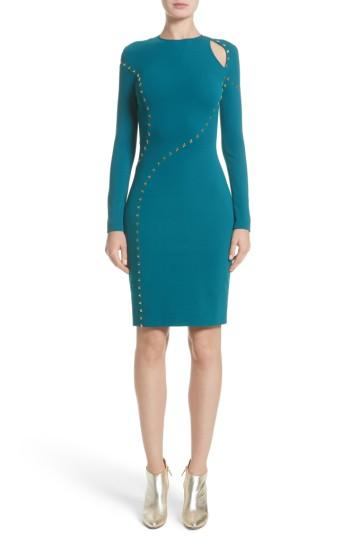 Women's Versace Studded Cutout Dress Us / 40 It - Blue