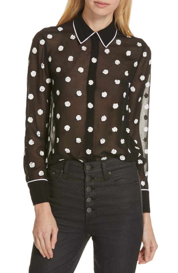 Women's Alice + Olivia Vina Embroidered Blouse - Blue