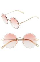 Women's Chloe Rosie 60mm Scalloped Rimless Sunglasses - Gold/ Gradient Coral
