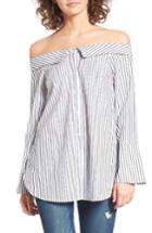 Women's Lush Stripe Off The Shoulder Top - Ivory