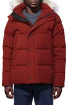 Men's Canada Goose Wyndham Slim Fit Genuine Coyote Fur Trim Down Jacket - Red