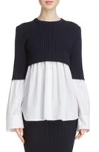 Women's Kenzo Knit Overlay Cotton Blouse Us / 42 Fr - White