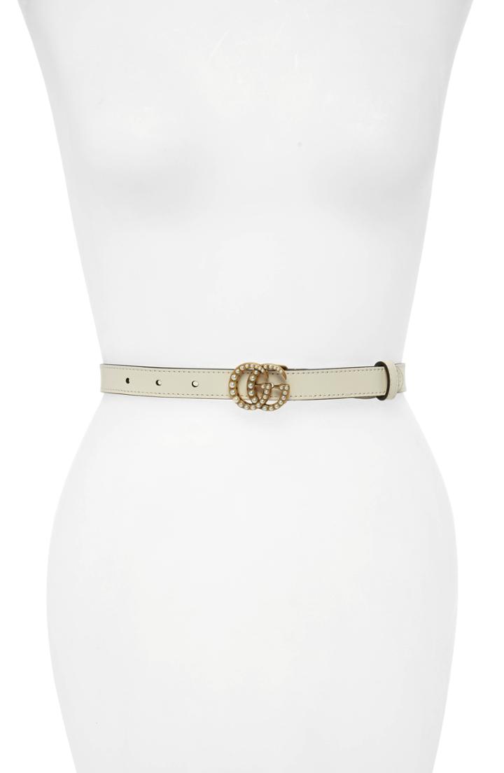 Women's Gucci Calfskin Leather Skinny Belt