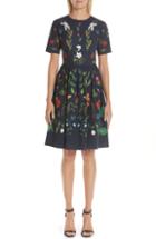 Women's Oscar De La Renta Lace Applique Wool A-line Dress