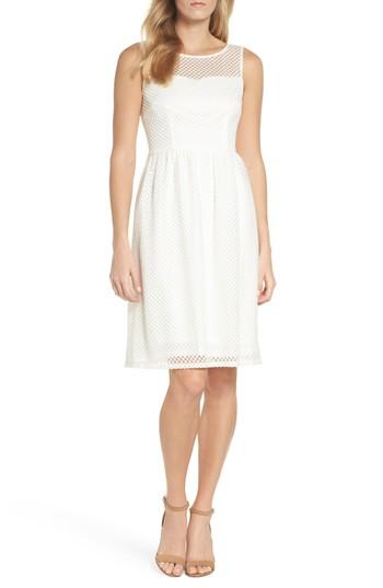 Women's Adrianna Papell Embroidered Diamonds Fit & Flare Dress - Ivory
