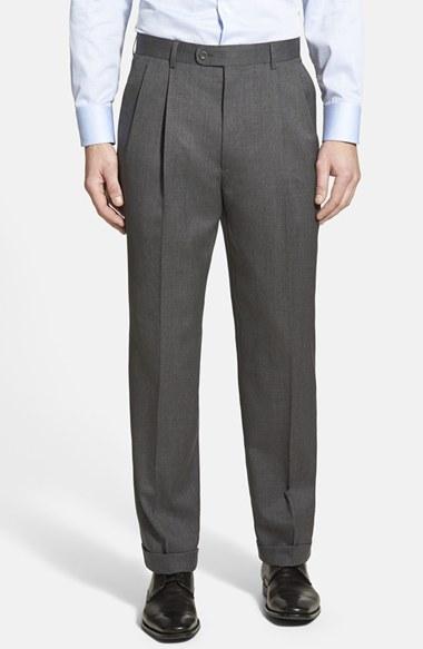 Men's Linea Naturale Pleated Wool Dress Pants