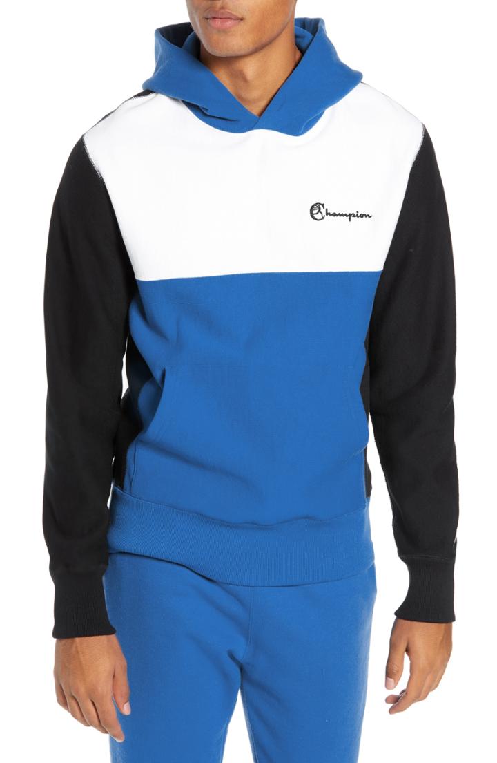 Men's Todd Snyder + Champion Regular Fit Colorblock Hoodie - Blue