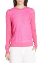 Women's Tory Burch Floral Cloque Merino Wool Sweater - Pink