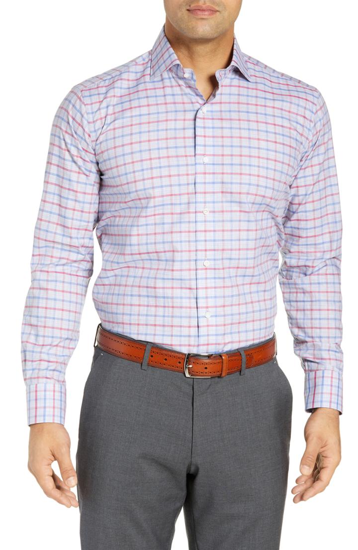 Men's Peter Millar Collection Cradle Check Sport Shirt - Grey