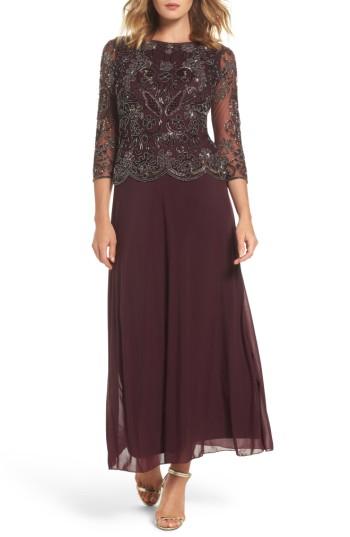Women's Pisarro Nights Embellished Bodice Overlay Gown - Purple