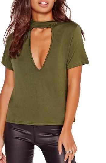 Women's Missguided Choker Tee Us / 6 Uk - Green