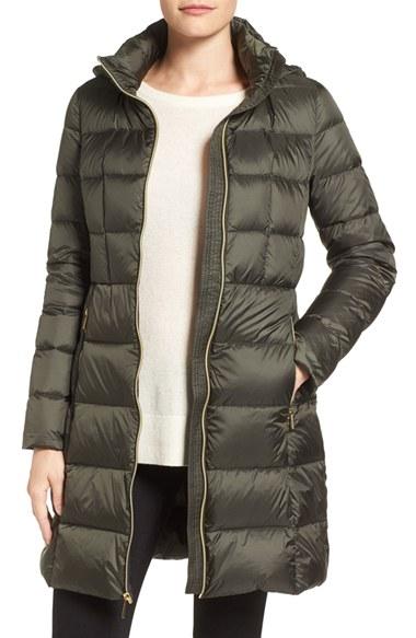 Petite Women's Michael Michael Kors Hooded Down Coat P - Green