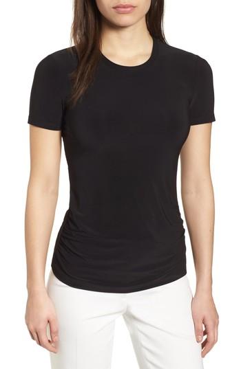 Women's Anne Klein Ruched Crewneck Tee, Size - Black