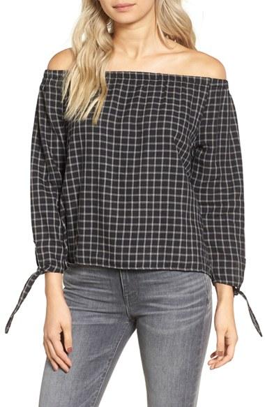Women's Madewell Plaid Off The Shoulder Top