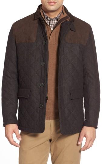 Men's Hart Schaffner Marx 'shooter' Wool Blend Quilted Jacket, Size - Brown