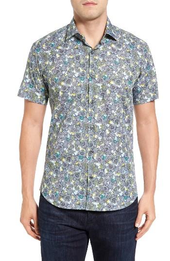 Men's Jared Lang Trim Fit Paisley Sport Shirt - Green
