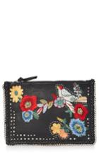 Topshop Oto Embroidered Leather Crossbody Bag - Black