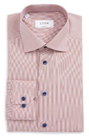 Men's Eton Contemporary Fit Houndstooth Dress Shirt .5 - Green