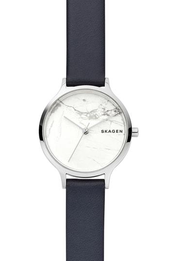 Women's Skagen Anita Stone Leather Strap Watch, 34mm