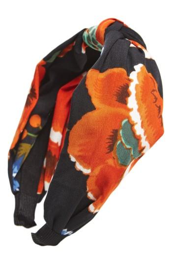 Cara Floral Knotted Headband, Size - Black