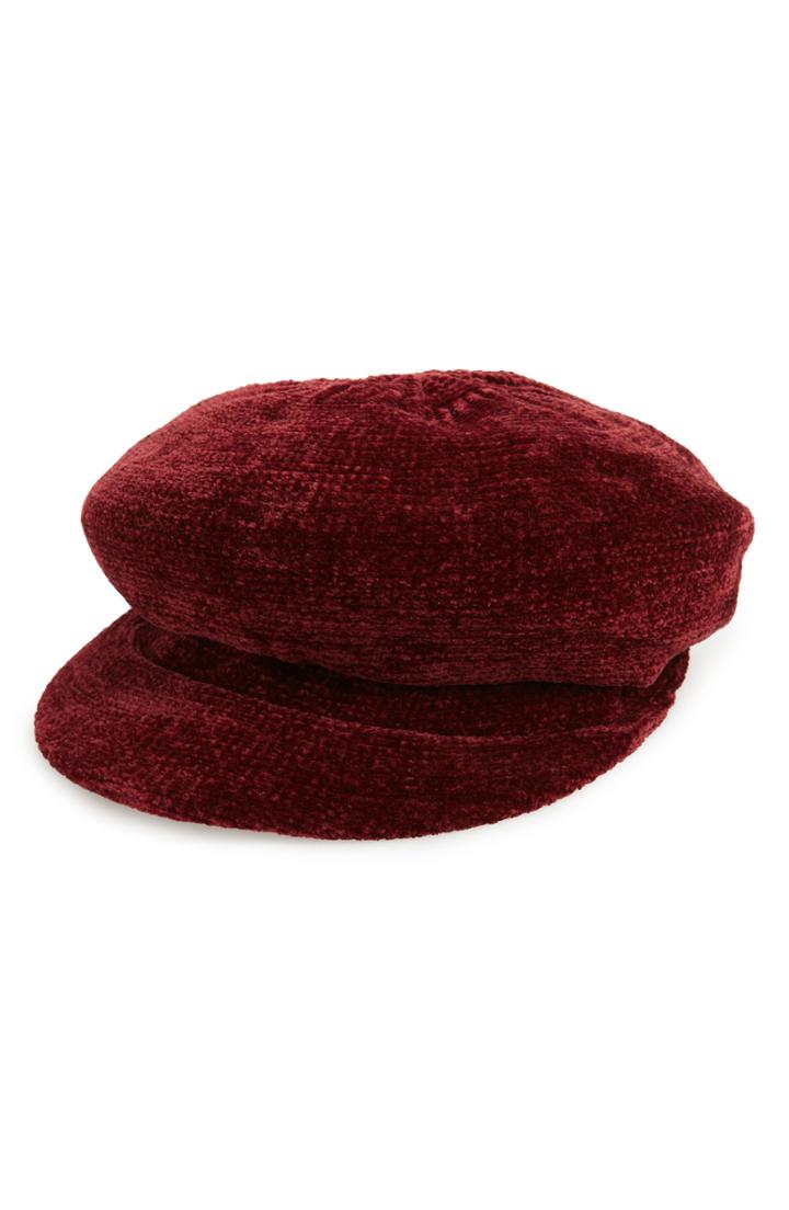 Women's Bp. Chenille Baker Boy Cap - Burgundy