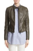 Women's Belstaff Mollison Leather Moto Jacket Us / 40 It - Green