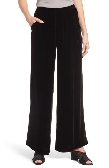 Women's Eileen Fisher Wide Leg Velvet Ankle Pants - Black