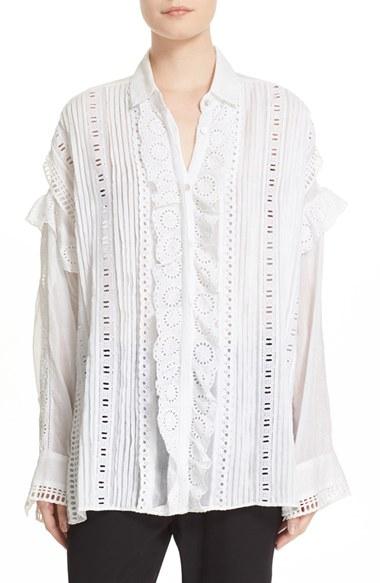 Women's The Kooples Cotton Eyelet Oversize Shirt