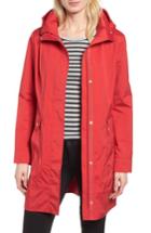 Petite Women's Cole Haan Signature Back Bow Packable Hooded Raincoat P - Red