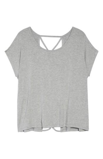 Women's Beyond Yoga Back Out Cross Back Tee - Grey
