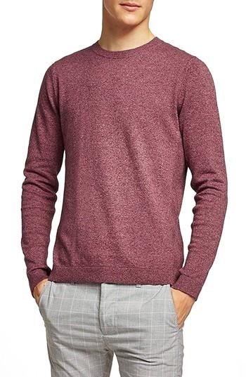 Men's Topman Slim Fit Side Rib Sweater - Burgundy