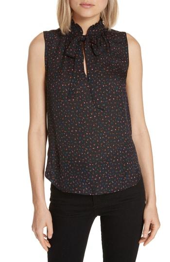 Women's Veronica Beard Bertrand Floral Print Silk Blouse - Black