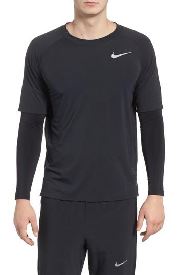 Men's Nike Run Division Dry Layered Long Sleeve T-shirt - Black