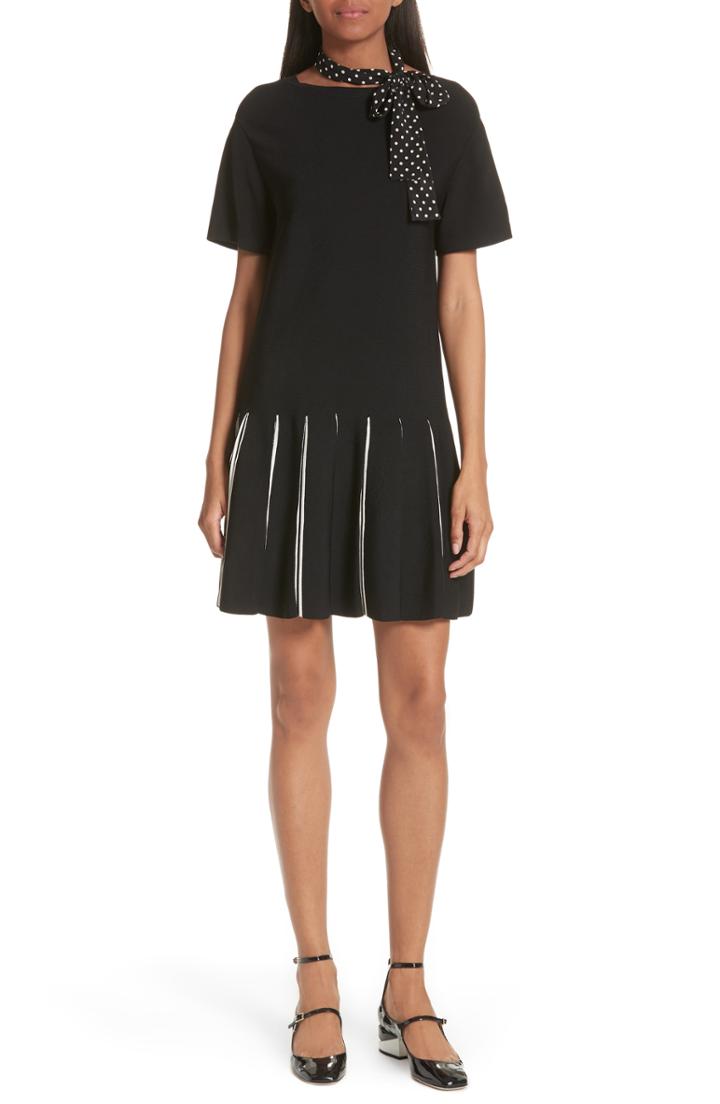 Women's Red Valentino Drop Waist Dress With Scarf, Size - Black