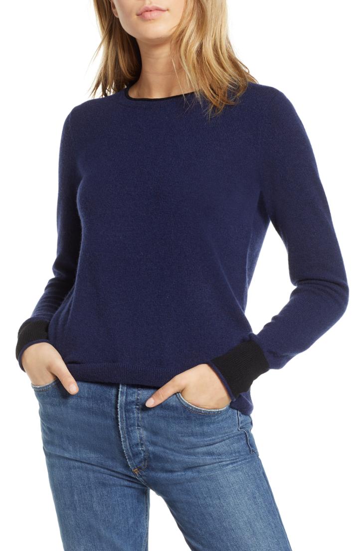 Women's 1901 Cashmere Crewneck Sweater, Size - Blue