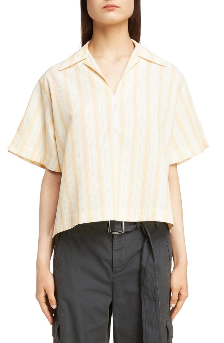 Women's Acne Studios Sasha Stripe Waffle Blouse Us / 32 Eu - Yellow